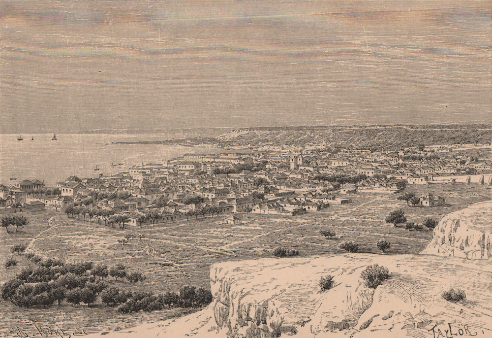 Luanda - General view. Angola 1885 old antique vintage print picture